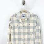 Ll Bean Women Size Small Shirt Button Down Top Gray White Flannel Plaid Cotton