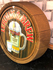 Vintage Leroux   Brew Schnapp Peppermint Liquor Clock  Beer Sign Barrel
