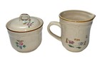 Vintage Heartland By International Stoneware Creamer   Sugar Bowl With Lid Set