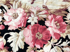 Antique 19th C French Fabric Pink Roses Romantic Flowers Dancing Farmhouse