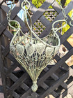 Antique Victorian Ornate Wrought Iron Hanging Flowerpot Planter Basket Set Of 2 