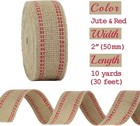 Red Jute Webbing 2 Inch Upholstery Webbing Jute Webbing Burlap With Red Stitchin