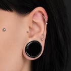 Natural Black Obsidian Stone Double Flared Plug Gauges  Sold As A Pair 12mm 1 2 