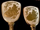Vintage Gold Tone Hand 13    Mirror 10    Brush And 7    Comb Hair Vanity Set