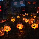 6 Pack Solar Jack O Lantern Stake String Lights - Orange Halloween Orange