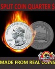 Magic Split Coin Quarter Dollar   Gimmicked Coin For Close-up Tricks   Coin Thru