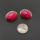 Vintage Rose Marbled Glass Post Earrings  Gold Tone  1 Inch