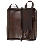 Genuine Leather Knife Roll Bag Chef Case Vertical Crossbody Brown Handmade