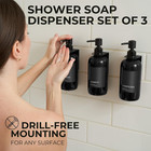 Stylish Shampoo And Conditioner Dispenser Set Of 3 For Wall Mount - Modern Drill