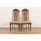 Henredon Style Mid-century Hollywood Regency Oak Dining Chairs  Pair