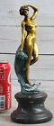 Art Deco Sculpture Nude Girl Woman Breast Bronze Statue Figurine Figure Decor Nr