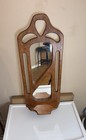 Vintage Hand-craved Wooden Wall Mirrors Unique Geometric Shelf Art 27x11