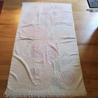 Yu Beach Towel 1970s Vintage Orange Flowers Flower Power Fringed Edges One Sided