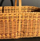 Large 19    Cherokee Oak Market Basket  Carved Interlocking Handle excellent c1940