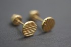 14k Solid Yellow Gold 5mm Fancy Circle Women Children Screw Back Earrings 
