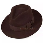 100  Wool Felt Fedora Trilby Hand Made Wider Brim Gents Hat 4 Colors