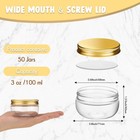 50 Pcs 3 Oz Mini Wide Mouth Plastic Mason Jars With Aluminum Lids Clear Small   