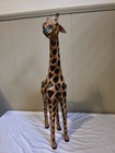 Vintage 1970s 17    Large Tooled Leather Giraffe Figure Animal Safari Africa Brown