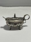 Antique Italian 800 Silver F lli Peruzzi Lions Head Feet Salt Cellar With Spoon