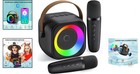 Mini Bluetooth Karaoke Machine With 2 Wireless Mics   Party Lights For All Ages