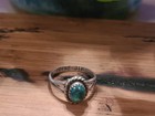 Vtg Vintage Sterling Silver 925 Navajo Green Turquoise Irene Jim Ring 