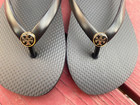 Nwob Tory Burch Monogram Flip Flops  size 6  Rubber Thong Sandals Black-new