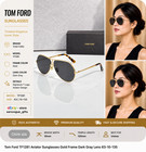 Tom Ford Tf1281 Aviator Sunglasses Gold Frame Dark Gray Lens 63-10-135mm - New
