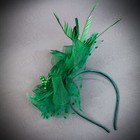 Green Fascinator Hat With Veil   Feathers For Women     Races  Tea Party  Wedding