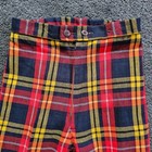 Vtg 70s Mod Scottish Tartan Plaid Wool Flared Jeans Disco Pants Girls Youth 8
