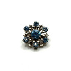 Vintage Light Blue Rhinestone Small Brooch pin Silver Tone