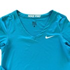Nike Dri-fit Blue Long Sleeve V Neck Running Shirt Size M With Thumbholes