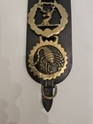 Vintage Brass Horse Bridle Medallions On A Leather Strap 5 Medallions England