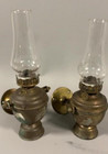 Pair Vintage Perko Gimballed Oil Lamps Nautical Maritime Boat Ship Lanterns