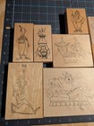 Retired Art Impressions And Other Brand Wood Mounted Stamp Lot Old People  Kids