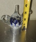 Joe Rice Cobalt Blue Clear Art Glass Tea Pot Paperweight Ring Holder 4  X 5 