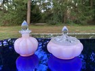 Fenton Dusty Rose Overlay Vanity Dresser Set Perfume   Powder Jar 4 Pieces 1940s