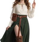 Hiifeuer Medieval Retro Stitching Belt Bag  Renaissance Waist Pouch L  Brown