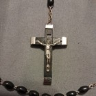 Vintage Roma Sterling Silver Black Beads Rosary Cross Crucifix Italy With Case