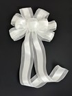Large 10  White Wedding Pew Bows - Wired Satin Organza Ribbon  18  Long