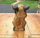 Antique  Cast Iron  dog  Door Stop   Hubley No  142   Imp   Dog With Bone