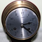 Vintage Schatz Brass Ships Bell Clock 8 Day 7 Jewels W stand Works Missing Key
