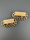 Vintage Musi Shoe Clips Iridescent Enamel Thick Chunky Curb Chain Gold Tone 90s