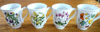 4 Vintage Portmeirion Bell Shaped Footed Coffee Mugs - Botanic Garden Pattern