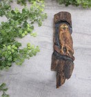 Hand Carved Owl Natural Wood Wall Hanging Decor Rustic Primitive Art Woodland 