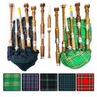 Great Highland Scottish Bagpipes Natural Finish Silver Mounts With Bag Tutorbook