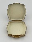 Vintage Stratton Pill Box Red Black Rose Floral Gold Tone Made In England