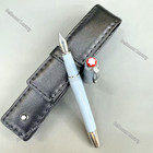  mb  Meisterstuck 163 Fountain Pen Light Blue silver Trim W  Leather Case