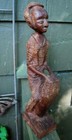 Vtg African Drummer Wood Figure Statue Man Musician Hand Carved 14  Signed 1973