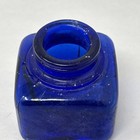 Vintage Antique Cobalt Blue Glass Inkwell Bottle 2    Square X 2 25    Tall  b 