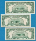 3- 5 00 1953 Series Consecutive Blue Seal Silver Certificates  Choice New